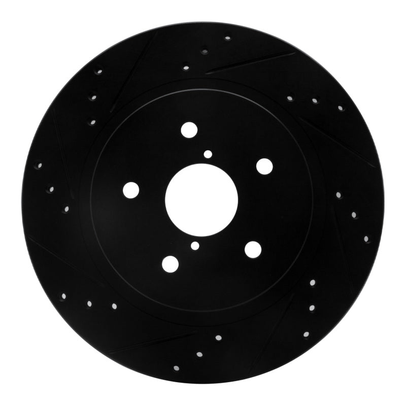 R1 Concepts RNC633-13028L Rear Left Drilled and Slotted Black Brake Rotor for Subaru Legacy and Outback