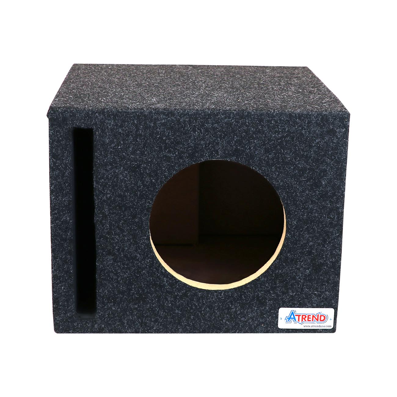 Atrend Single 8-Inch Vented Woofer Enclosure with Charcoal Carpet Covering