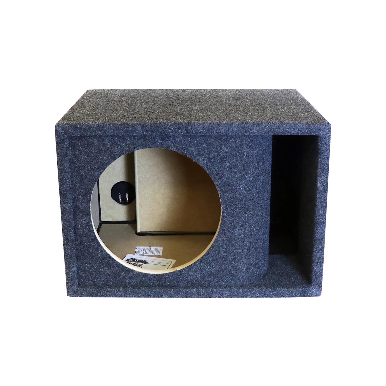 ATREND Single 8-Inch Kerf-Vented Empty Woofer Enclosure with Charcoal Carpet Covering