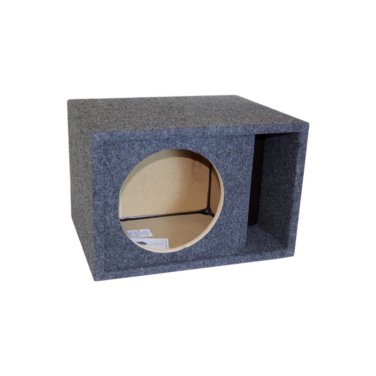 ATREND Single 8-Inch Kerf-Vented Empty Woofer Enclosure with Charcoal Carpet Covering