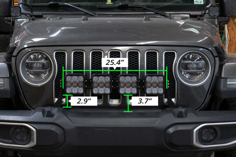 Diode Dynamics Jeep JL Wrangler SS5 4-Pod CrossLink Grille Lightbar Kit Pro, White Combo - DD7268