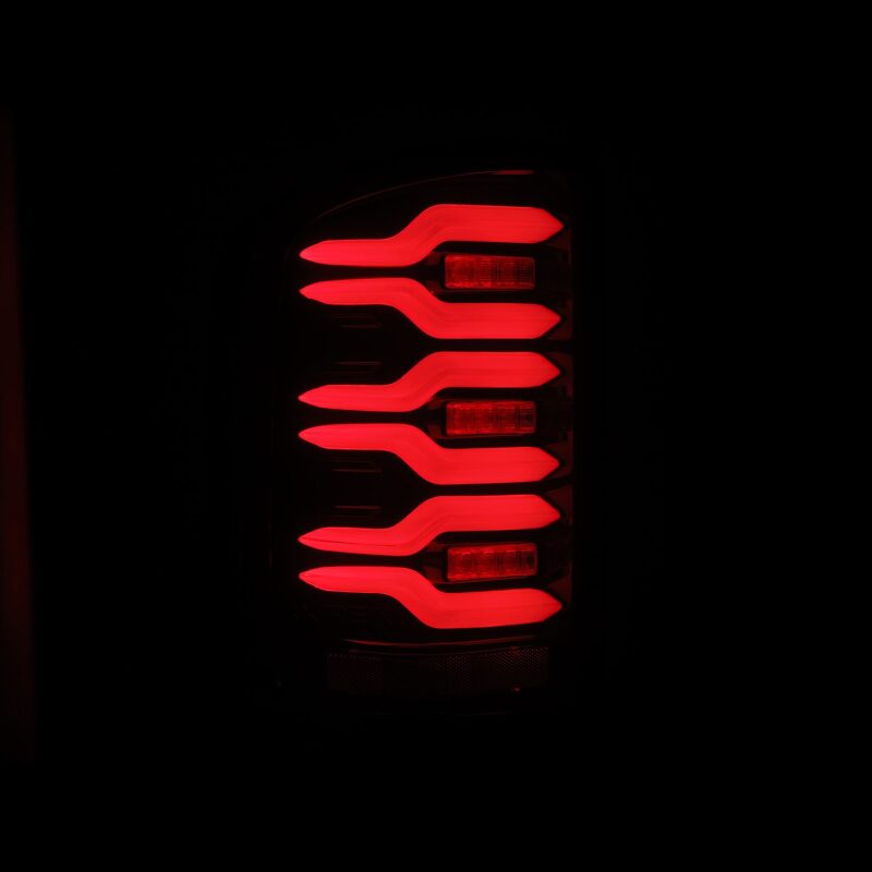AlphaRex LUXX-Series LED Tail Lights for 2014-2018 GMC Sierra 1500, 2500HD and 3500HD, Black/Red with Active Light Sequence Signal - ARX630050