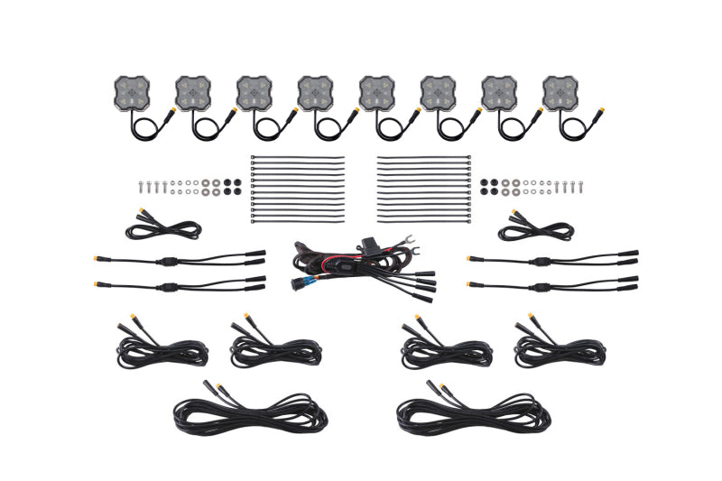 Diode Dynamics Stage Series LED Rock Light Kit - Red/White, M8 8-Pack