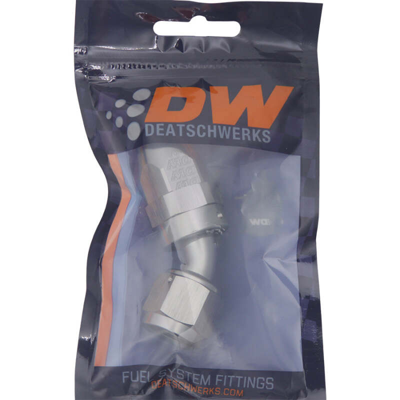 DeatschWerks 8AN Female Swivel 45-Degree PTFE Hose End with Olive Insert, DWK6-02-0855