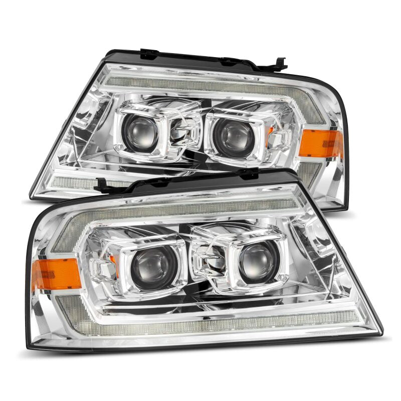 AlphaRex PRO-Series Projector Headlights for 2004–2008 Ford F-150, Black Housing with Sequential Signal and DRL