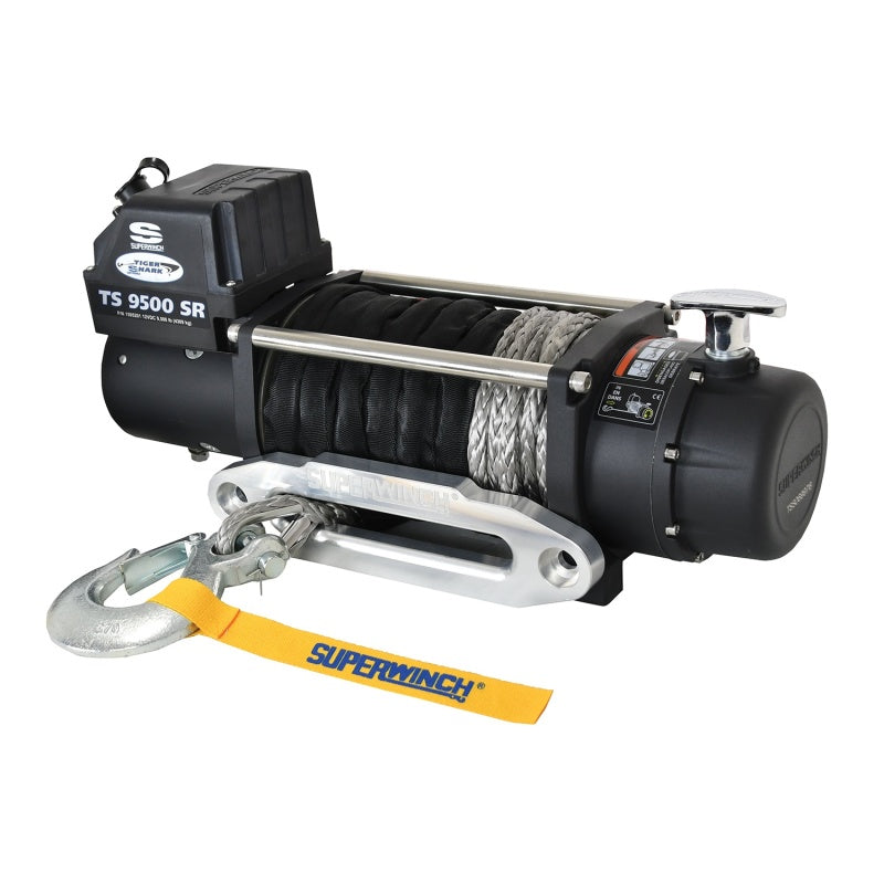Superwinch 9500 LBS 12 VDC 3/8in x 80ft Synthetic Rope Tiger Shark 9500 Winch