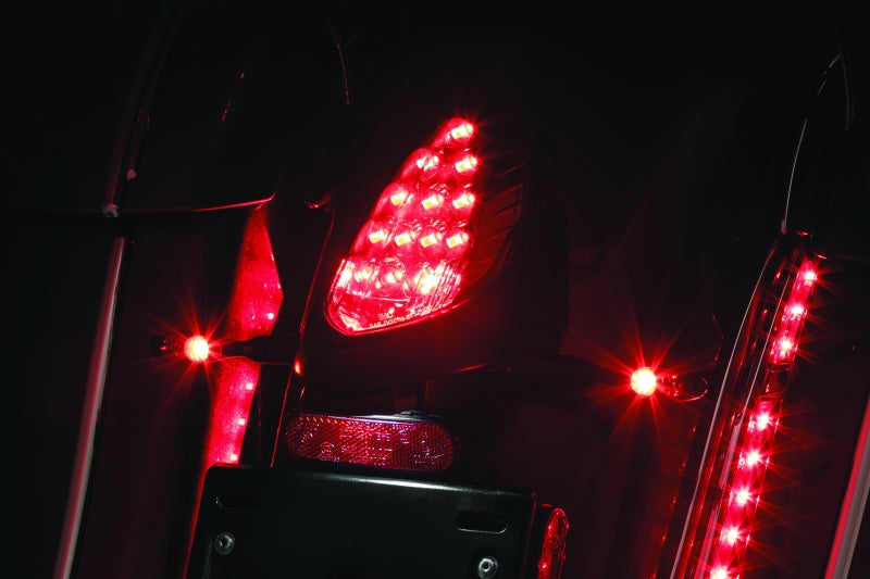 Kuryakyn Micro 1000 Dual-Function LED Turn Signals, Smoke Lens, Red/Red/Amber, Satin Black – Part Number 2534
