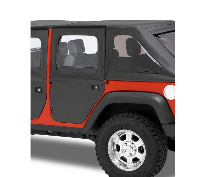 Bestop 07-18 Jeep Wrangler JK 4-Door Full Fabric Rear Doors in Black Twill – Durable Soft Door Set