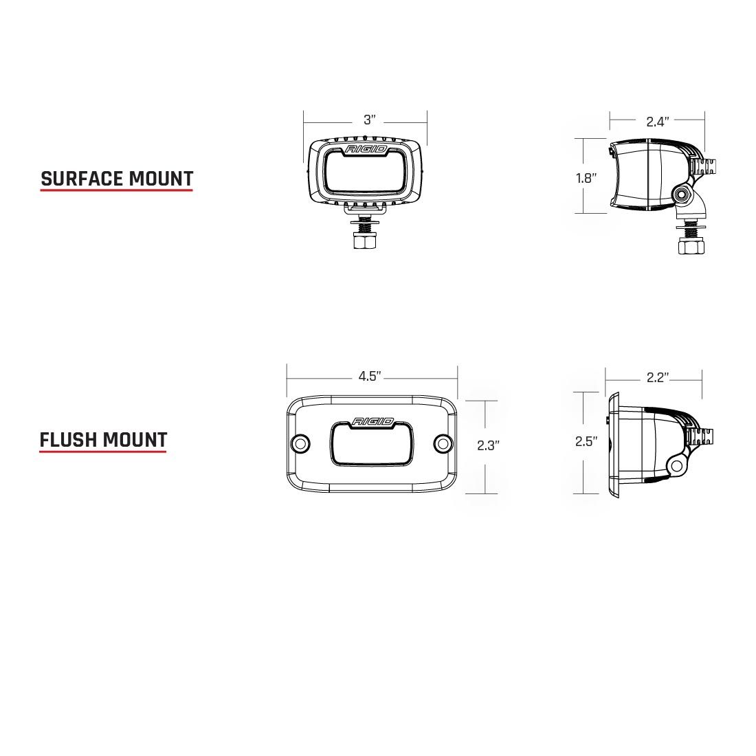 Rigid Industries - 902213 - Auxiliary Light - Spot Light Surface Mount SR-M Pro