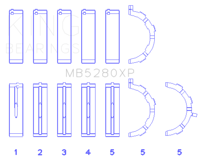 King Engine Bearings MB5280XP Ford 4.6L/5.4L V8 Performance Main Bearing Set, Standard Size
