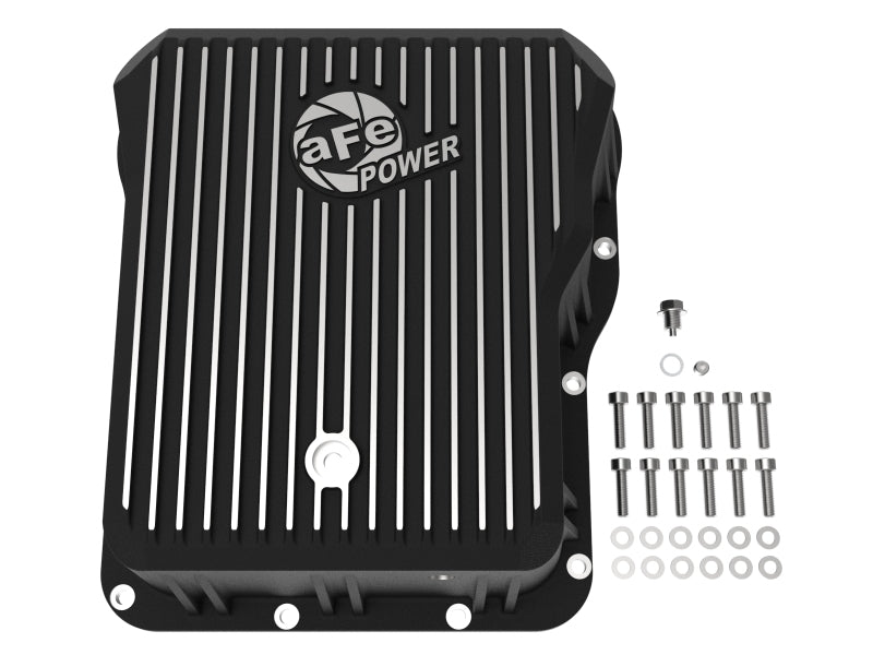 aFe POWER Pro Series Transmission Pan with Machined Fins, Black, GM Diesel Trucks, Part Number 46-70072