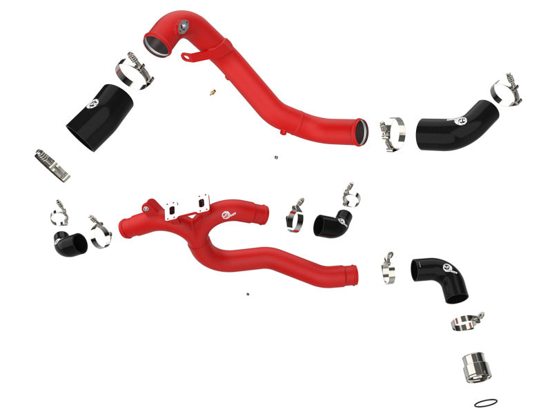 aFe BladeRunner 46-20504-R Aluminum Hot and Cold Charge Pipe Kit for 2018-2023 Kia Stinger 3.3L V6 Twin-Turbo, Textured Red