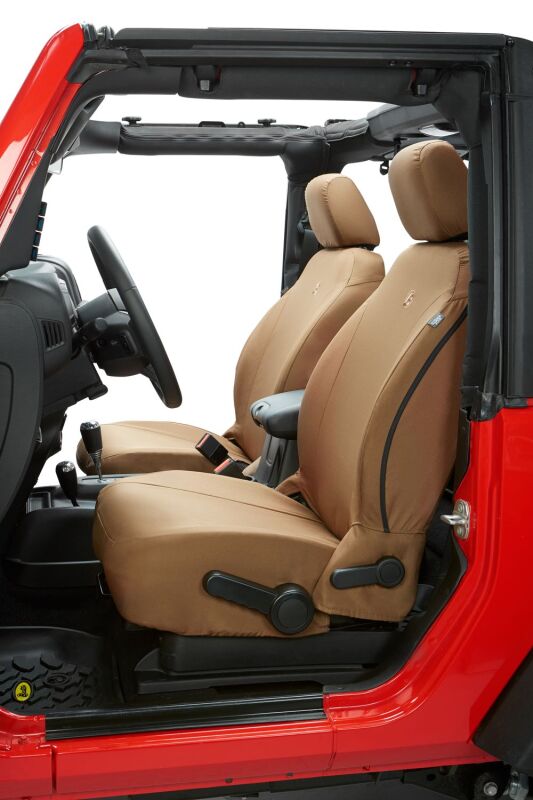 Bestop Front Seat Covers for Jeep Gladiator 2020-2026 and Wrangler JL 2018-2026, Tan