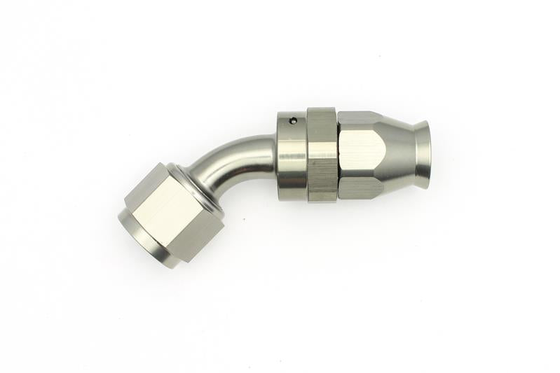 DeatschWerks 8AN Female Swivel 45-Degree PTFE Hose End with Olive Insert, DWK6-02-0855