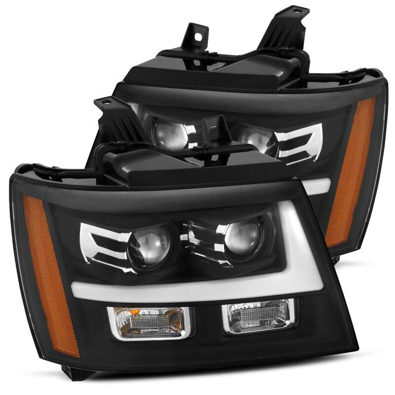 AlphaRex LUXX-Series LED Projector Headlights for 2007-2014 Chevrolet Tahoe/Suburban, Black Housing with DRL and Sequential Turn Signals - ARX880295