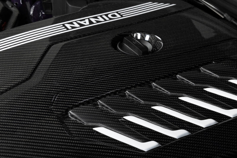 Dinan B58D Gloss Carbon Fiber Engine Cover with Matte Accents for BMW G Series Models