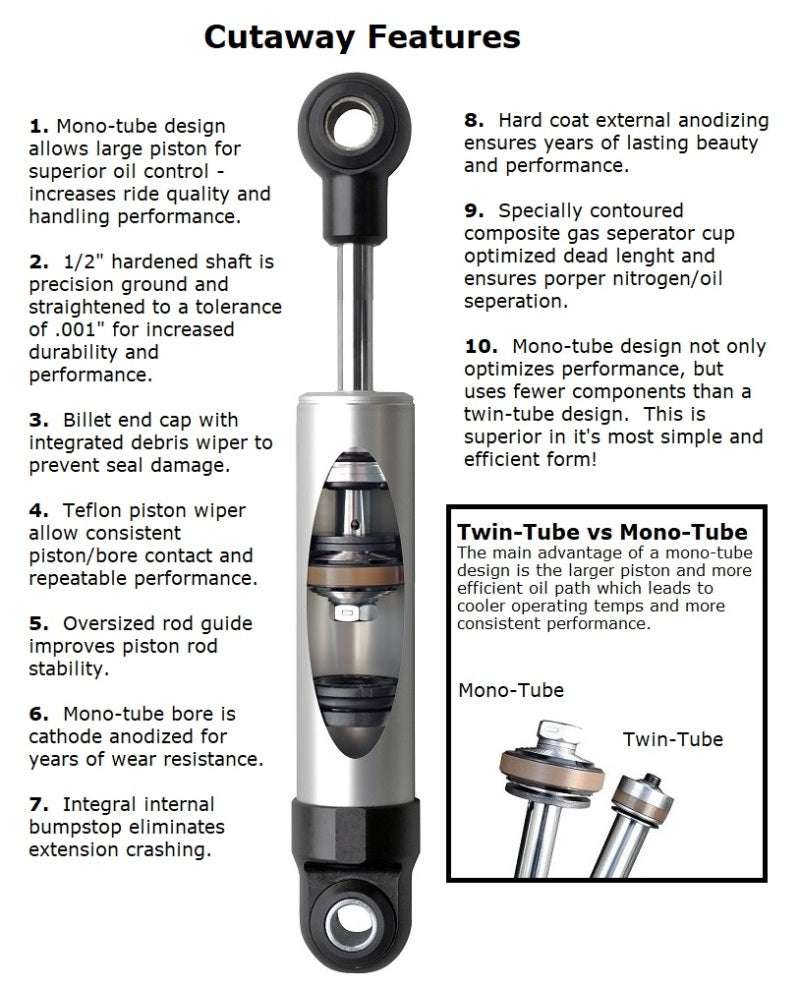 Ridetech HQ Series Single-Adjustable Front Shock Absorber, Part Number RID22149845