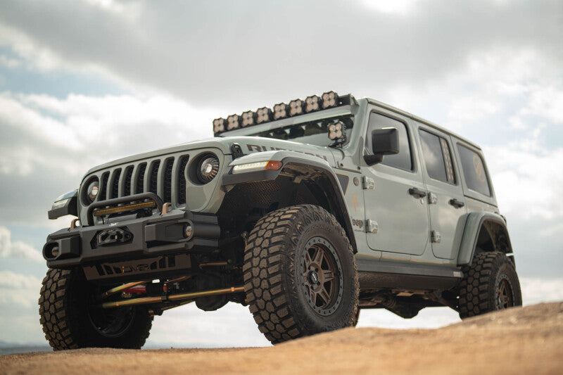 DV8 Offroad OE Plus Front Bumper for 2018-2025 Jeep Wrangler JL and 2020-2025 Gladiator JT, Part Number dveFBJL-13