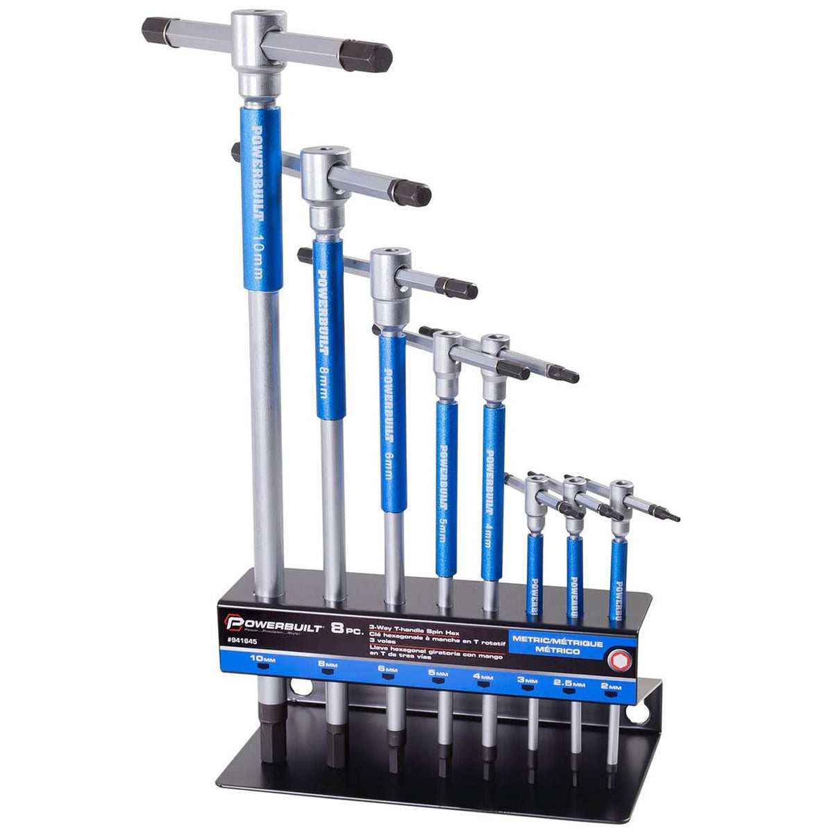 Powerbuilt Metric T-Handle Hex Key Wrench Set with Storage Rack, 8-Piece