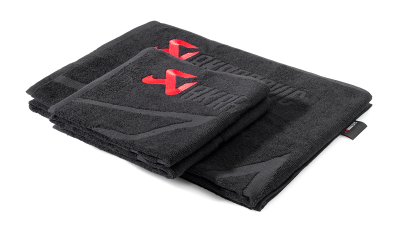 Akrapovic Towel Set with Waterproof Carrying Bag, Black with Red Logo - AKR802310