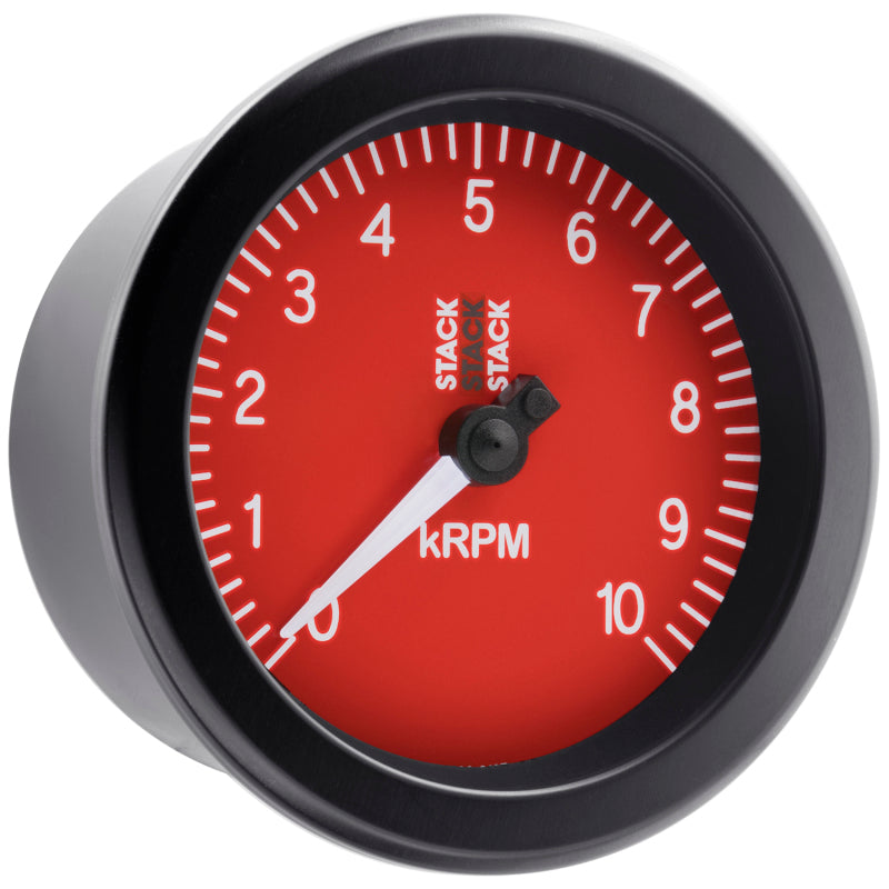 AutoMeter STACK ST100 Sport 88mm 0-10,000 RPM Tachometer, Red Dial, Part atmST100-010R