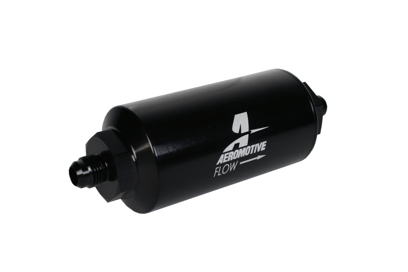 Aeromotive AN-06 In-Line Fuel Filter with 10-Micron Cellulose Element, Black Anodized
