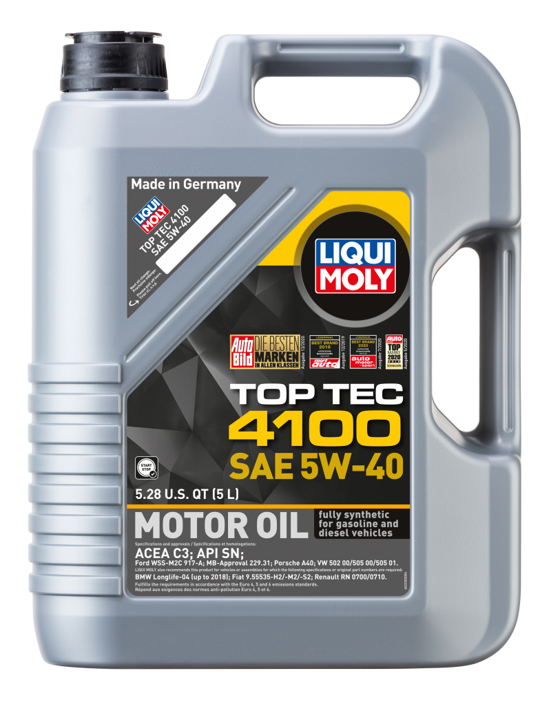 LIQUI MOLY 5L Top Tec 4100 Motor Oil 5W40 - Case of 4