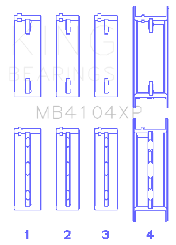 King Engine Bearings MB4104XPSTDX Nissan VG30DE/VG30DETT Performance Main Bearing Set - STDX