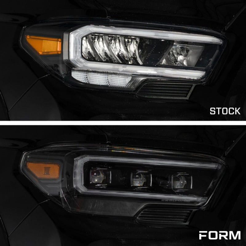 Form Lighting 2016-2023 Toyota Tacoma LED Projector Headlights with Sequential Turn Signals and Selectable DRL