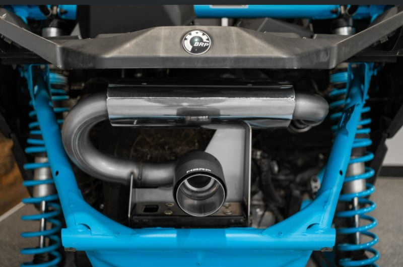 MBRP 17-21 Can-Am Maverick Turbo/Turbo R 2.5in Chamber Oval Turbo Back Exhaust - Carbon Fiber Tip