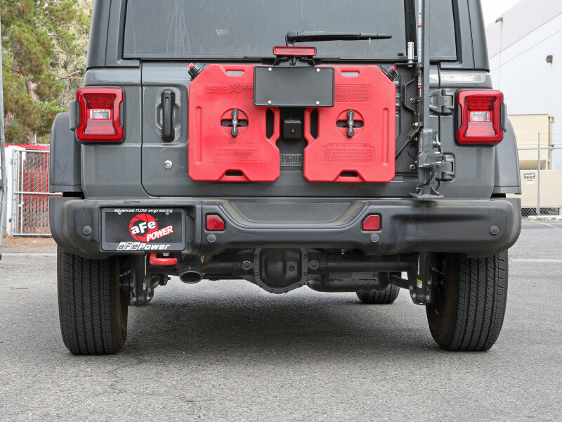 aFe POWER MACH Force-Xp 409 Stainless Steel Axle-Back Hi-Tuck Exhaust System with Black Tip, Part Number 49-48070-1B, for 2018–2026 Jeep Wrangler JL