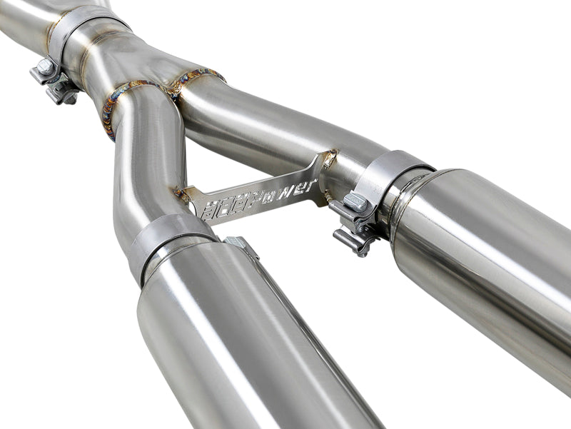 aFe Takeda 2.5-Inch 304 Stainless Steel Cat-Back Exhaust System with Black Tips for 2016-2019 Infiniti Q50 3.0L V6 Twin-Turbo, Part Number 49-36132NM-B
