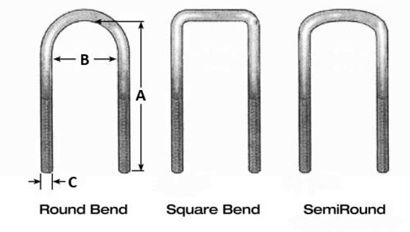 Fabtech fabFTS742 Round U-Bolt Kit - 5/8-18 x 18.00 x 3.50