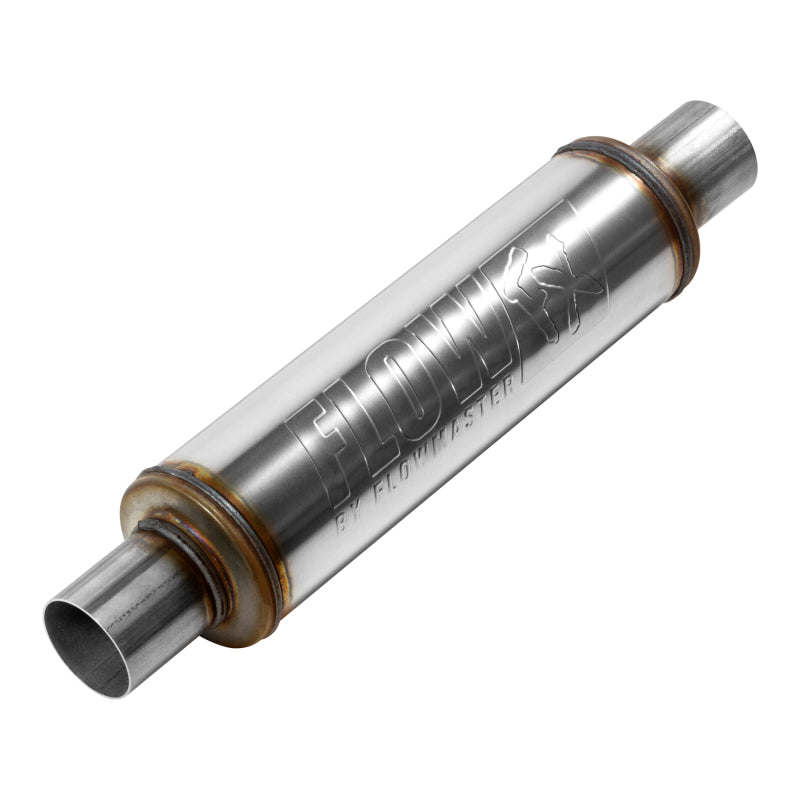 Flowmaster FlowFX Series Muffler - 2.25 Inch In/Out - 4-Inch Round Body - Stainless Steel - Moderate Sound