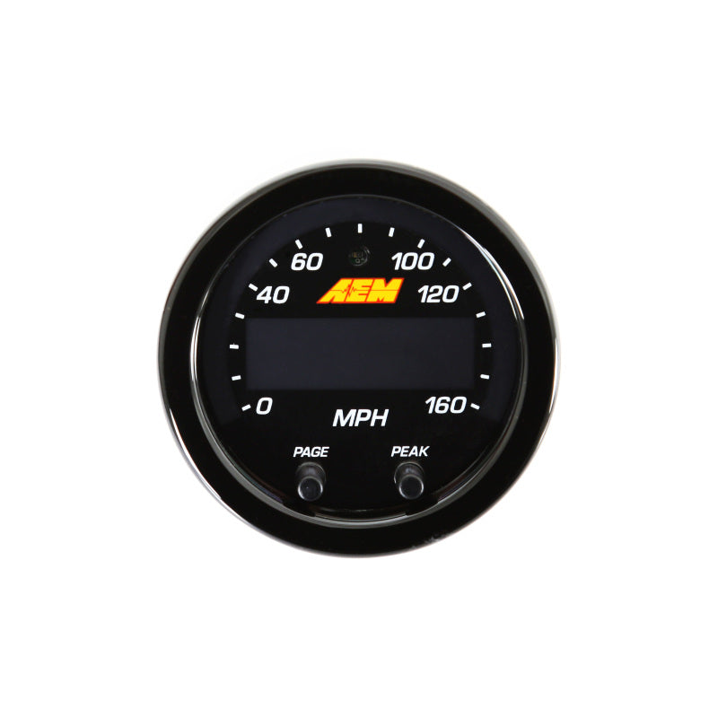 AEM X-Series 0-160 MPH GPS Speedometer Gauge with Black Bezel and Faceplate, Part Number 30-0313