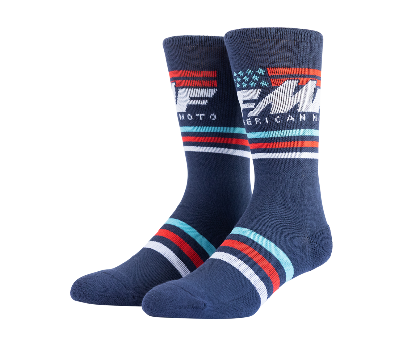FMF Racing American Moto Sock Navy - One Size for Motorcycle Enthusiasts