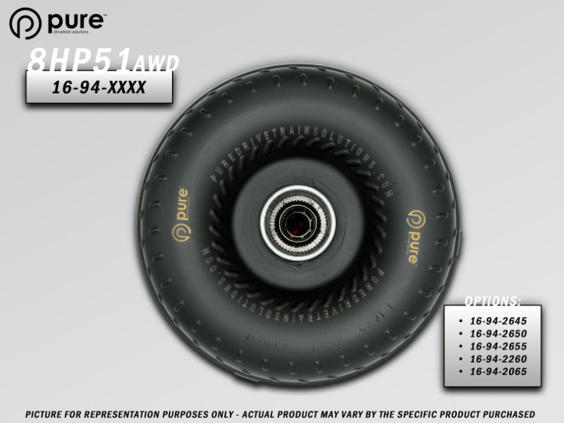Pure Drivetrain Solutions 8HP51 High Performance Billet Race Torque Converter with 26/50 Stator for AWD Vehicles