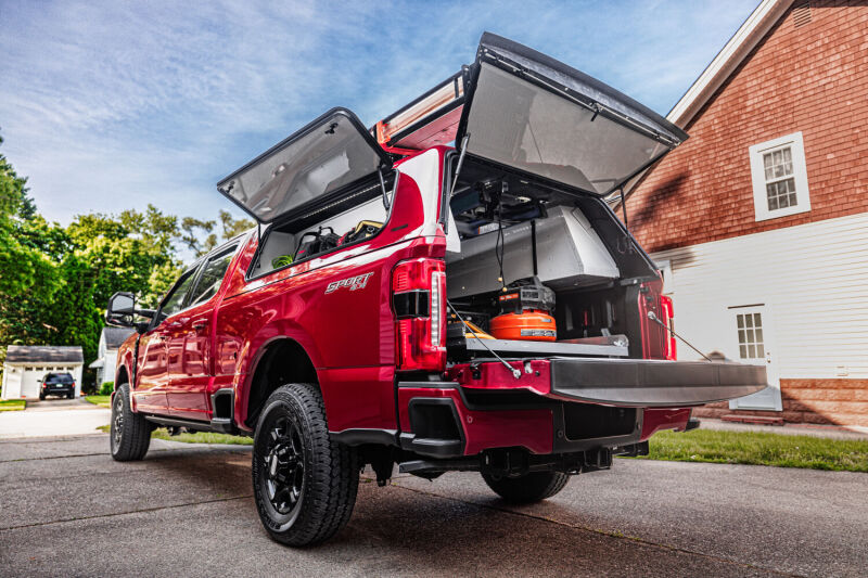 AMP Research BedStep Retractable Rear Bumper Access Step, Part Number 75330-01A, for 2023-2027 Ford F-250 and F-350 Super Duty