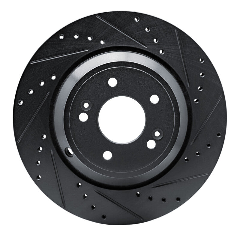 R1 Concepts RNC633-03056R Rear Right Drilled and Slotted Black Brake Rotor for 2018–2023 Genesis G70, G80 and 2022 Kia Stinger