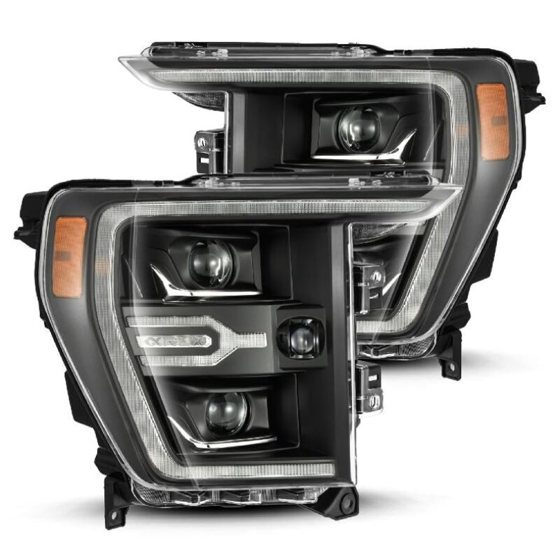 AlphaRex Luxx-Series Projector Headlights for 2021–2022 Ford F-150, Black Housing with Active Light and Sequential Signal