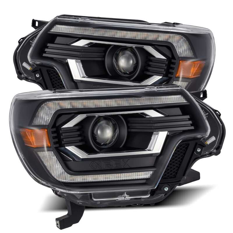 AlphaRex PRO-Series Projector Headlights for 2012–2015 Toyota Tacoma, Plank Style Black with DRL