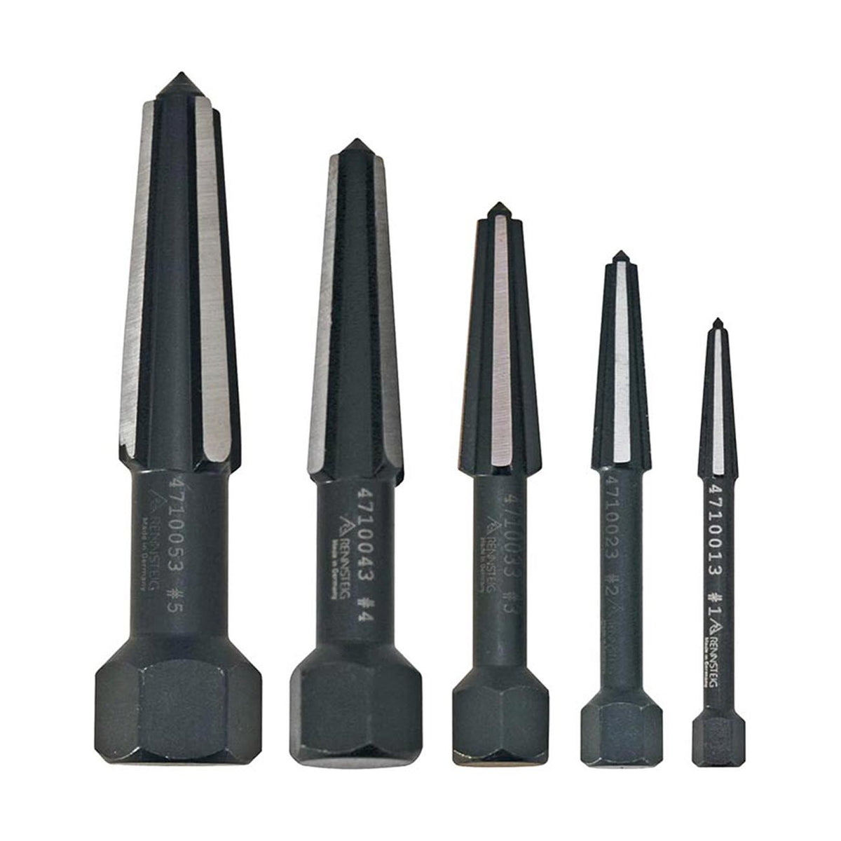 Knipex Rennsteig Double-Edged Fluted Screw Extractor Set, Sizes 1–5, 5-Piece