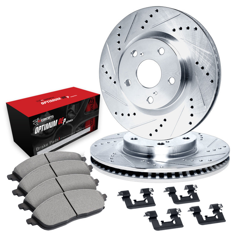 R1 Concepts eLINE Series Front Drilled and Slotted Brake Kit rncWGUH1-13019 for Subaru WRX and STI
