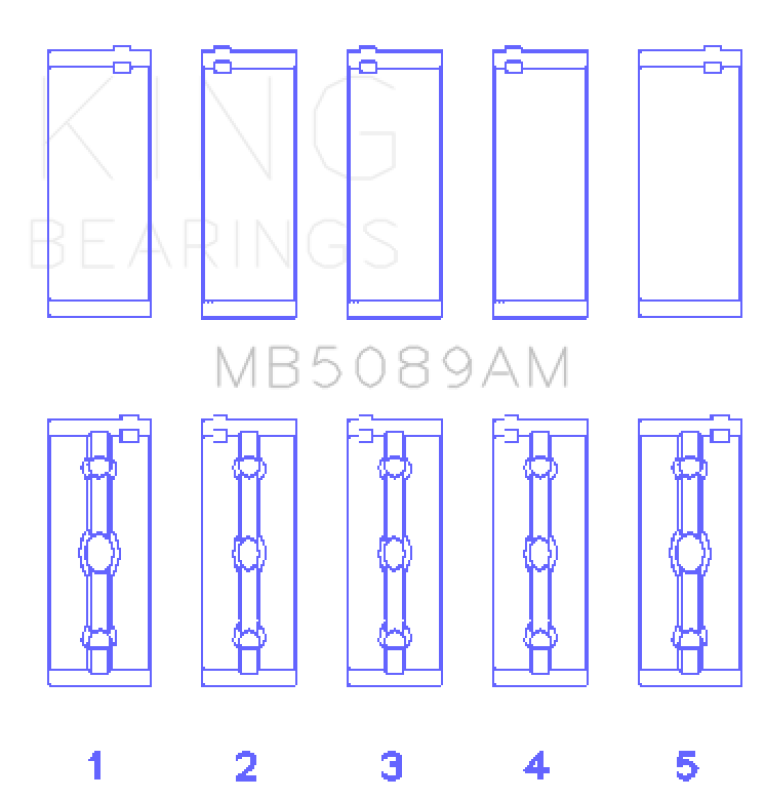 King Engine Bearings MB5089AM Toyota 1RZ Standard Crankshaft Main Bearing Set