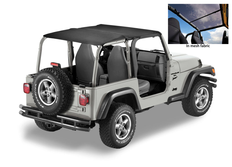 Bestop 97-02 Jeep Wrangler TJ Header Safari Bikini Top (Mesh)