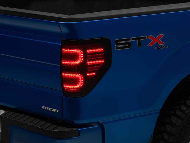 Raxiom Ford F-150 Styleside Axial Series LED Tail Lights with Black Housing and Smoked Lens – Part T582534