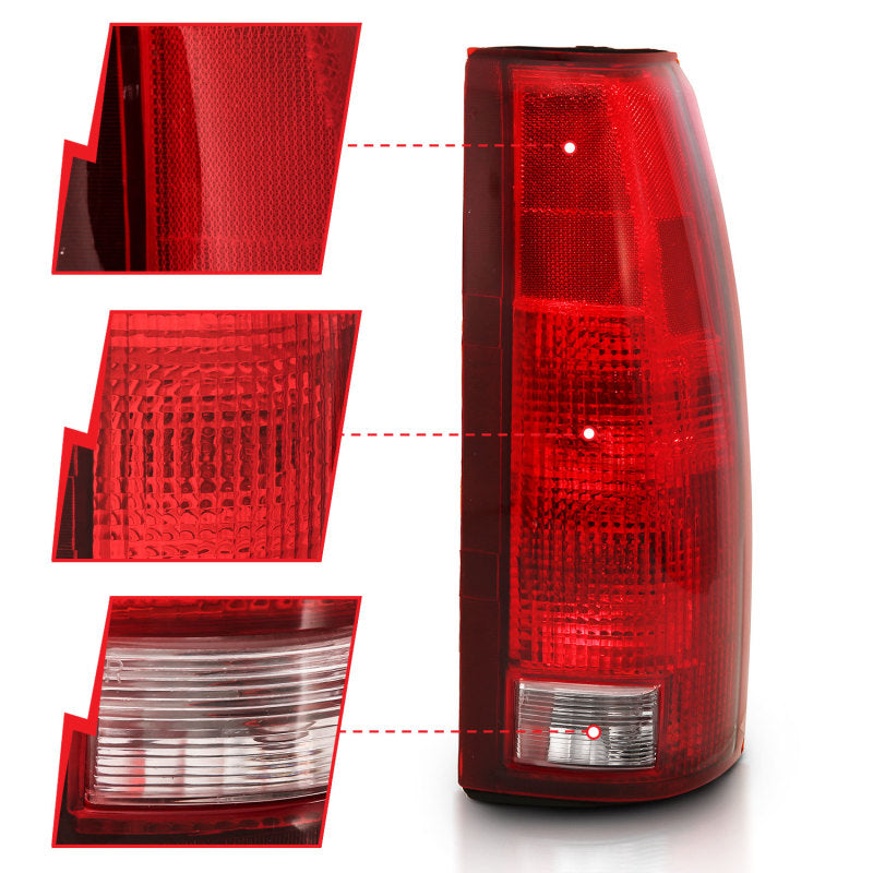 ANZO 1988-1999 Chevy C1500 Taillight Red/Clear Lens w/ Circuit Board?(OE Replacement)