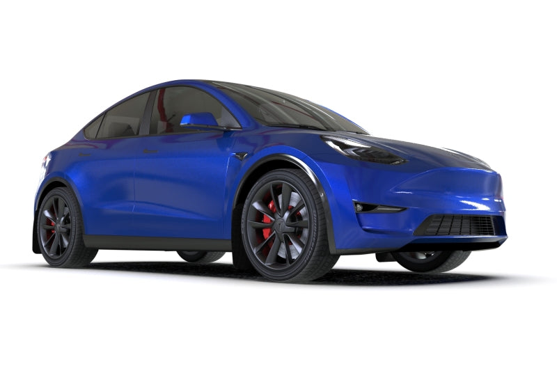 Rally Armor 20-21 Tesla Model Y UR White Mud Flap w/ Black Logo