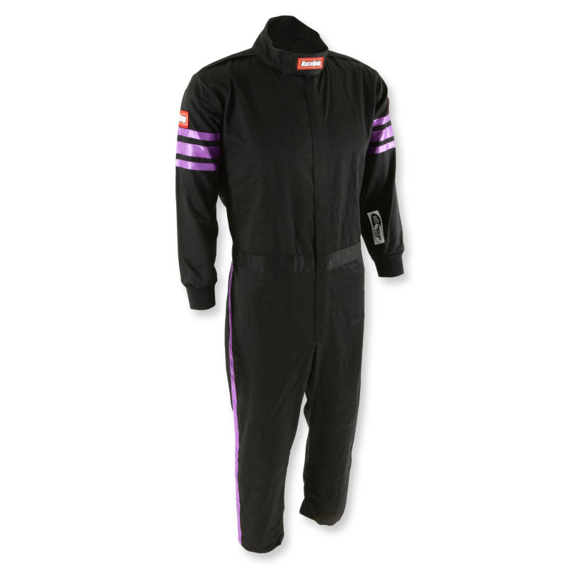 RaceQuip Youth SFI-1 Racing Suit with Purple Stripes, Kids X-Small