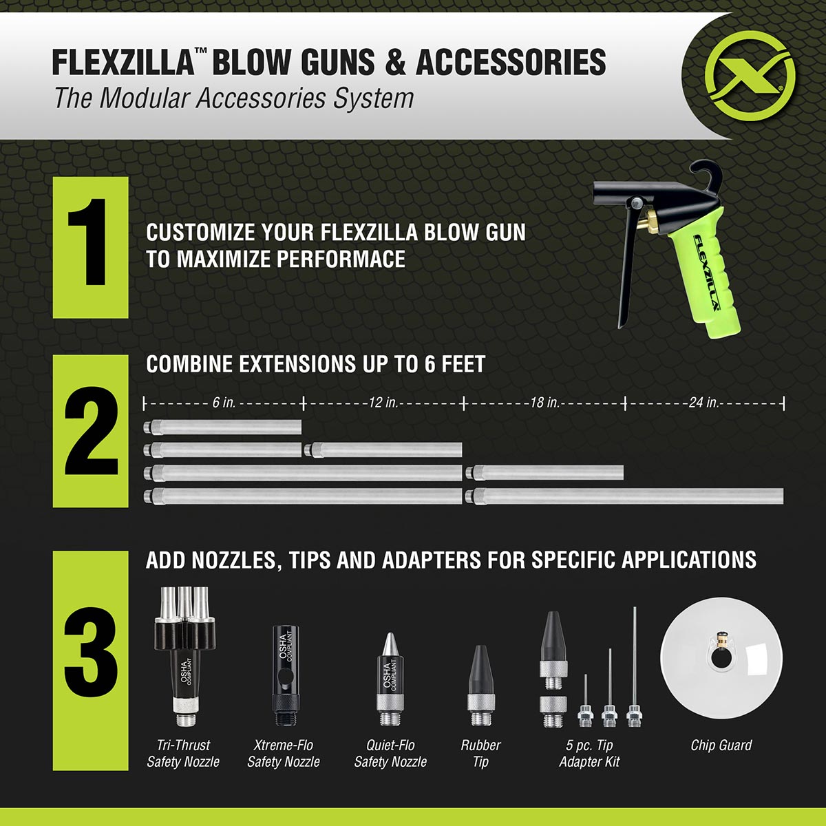 Flexzilla X1 Blow Gun Kit, ZillaGreen, 10-Piece